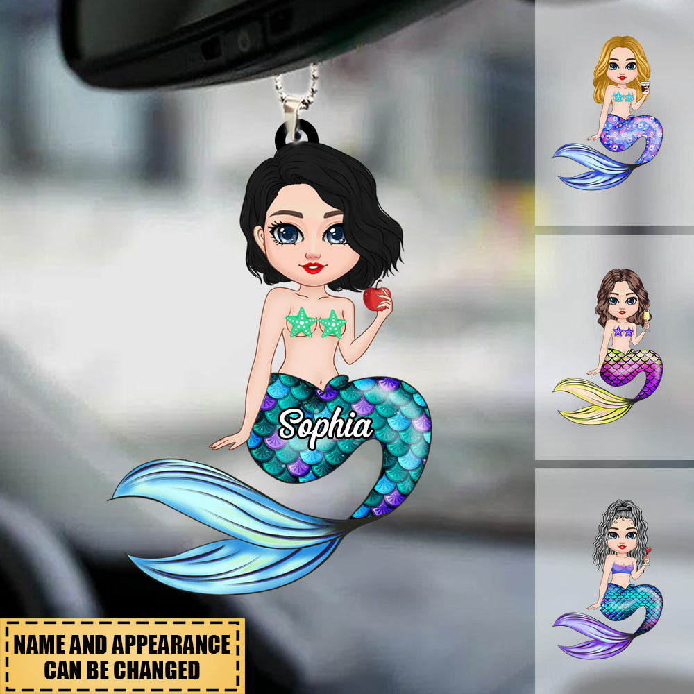 Pretty Doll Mermaid Ocean Bubble Personalized Ornament