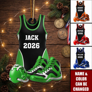 Personalized Wrestling Ornament Acrylic Shoes & Headgear, Xmas Tree Decor