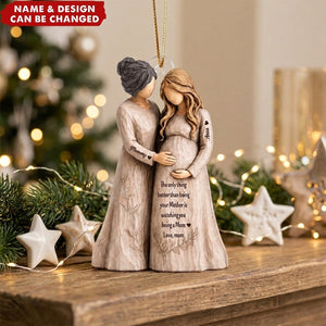 Pregnancy Announcement Mom To Mom - Personalized Acrylic Ornament - New Mom Gift, Gift For Daughter