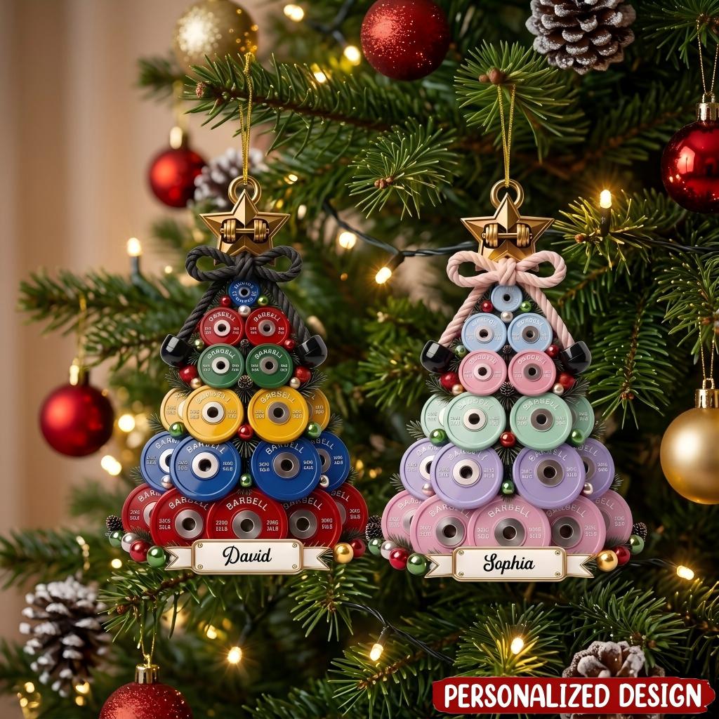 Personalized Weightlifting Christmas Ornament Custom Gift for Gym Lover