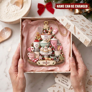 Baked With Love, Personalized Custom Wood Ornament, Gift For Baking Lovers
