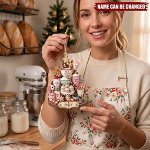 Baked With Love, Personalized Custom Wood Ornament, Gift For Baking Lovers