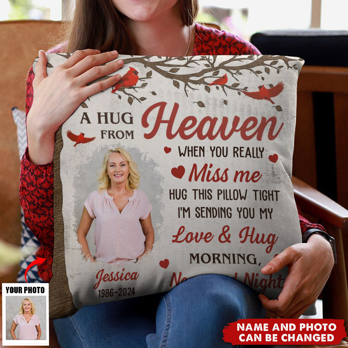 Memorial A Hug From Heaven - Personalized Photo Pillow