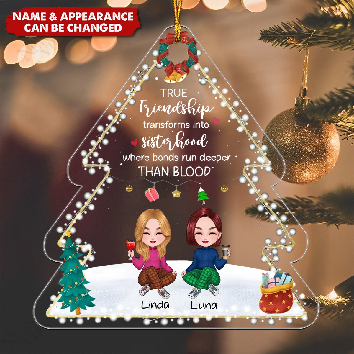 Personalized Christmas Ornament, Best Friends Keepsake Friendship Bond Ornament