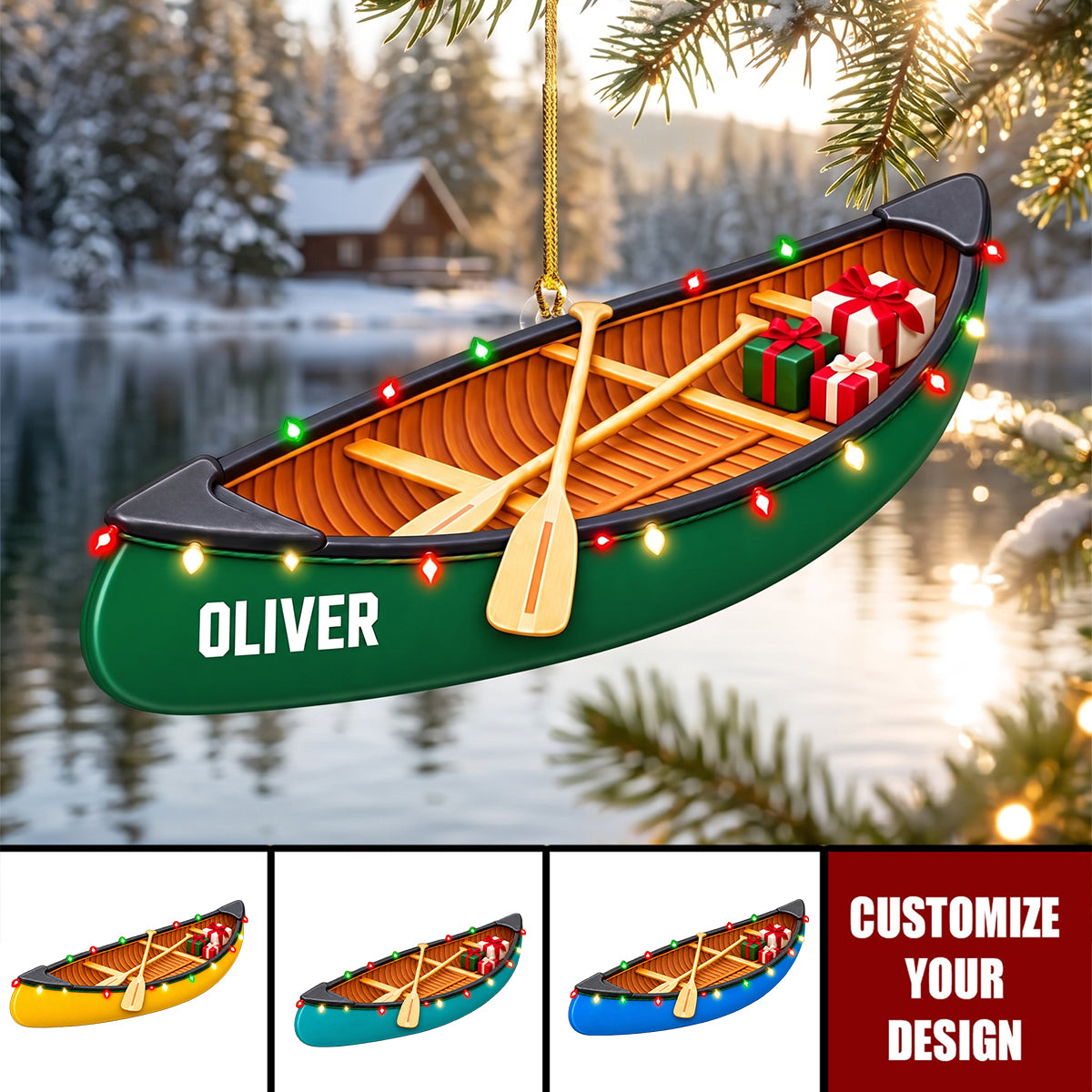 Personalized Canoe Acrylic Ornament - Gift For Canoe Lovers & Water Sports Fans