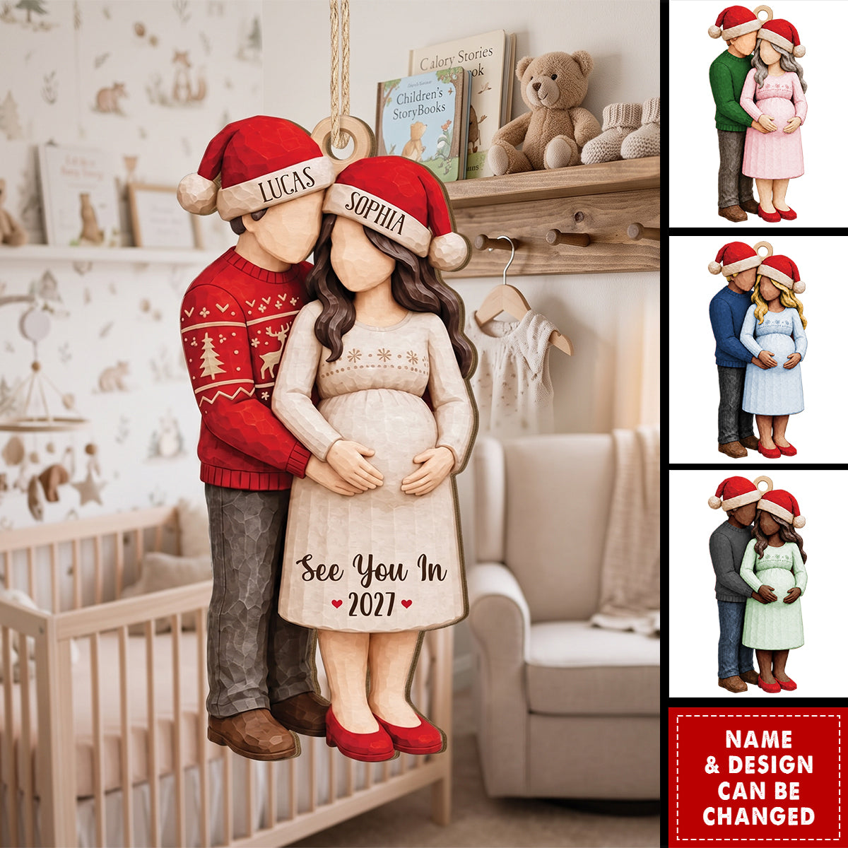 See You In 2027 Personalized Wooden Ornament - Custom Christmas Keepsake for Parents-to-Be