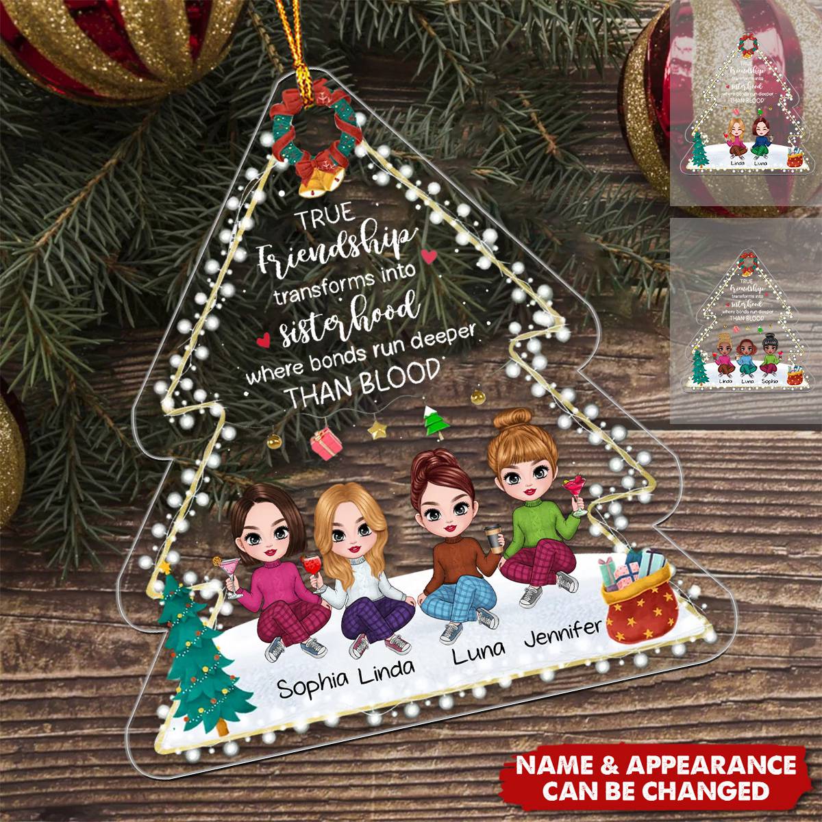 Personalized Christmas Ornament, Best Friends Keepsake Friendship Bond Ornament