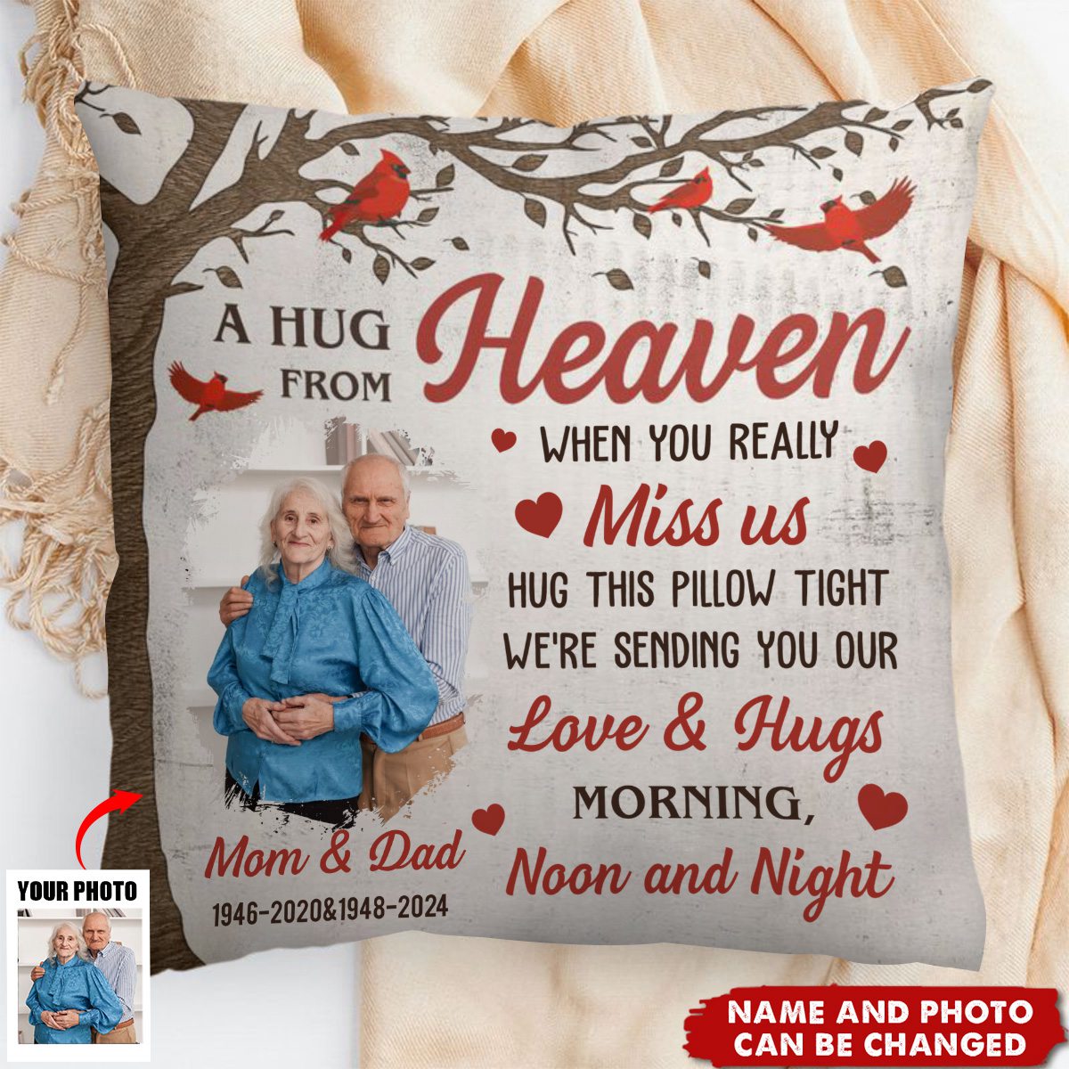 Memorial A Hug From Heaven - Personalized Photo Pillow