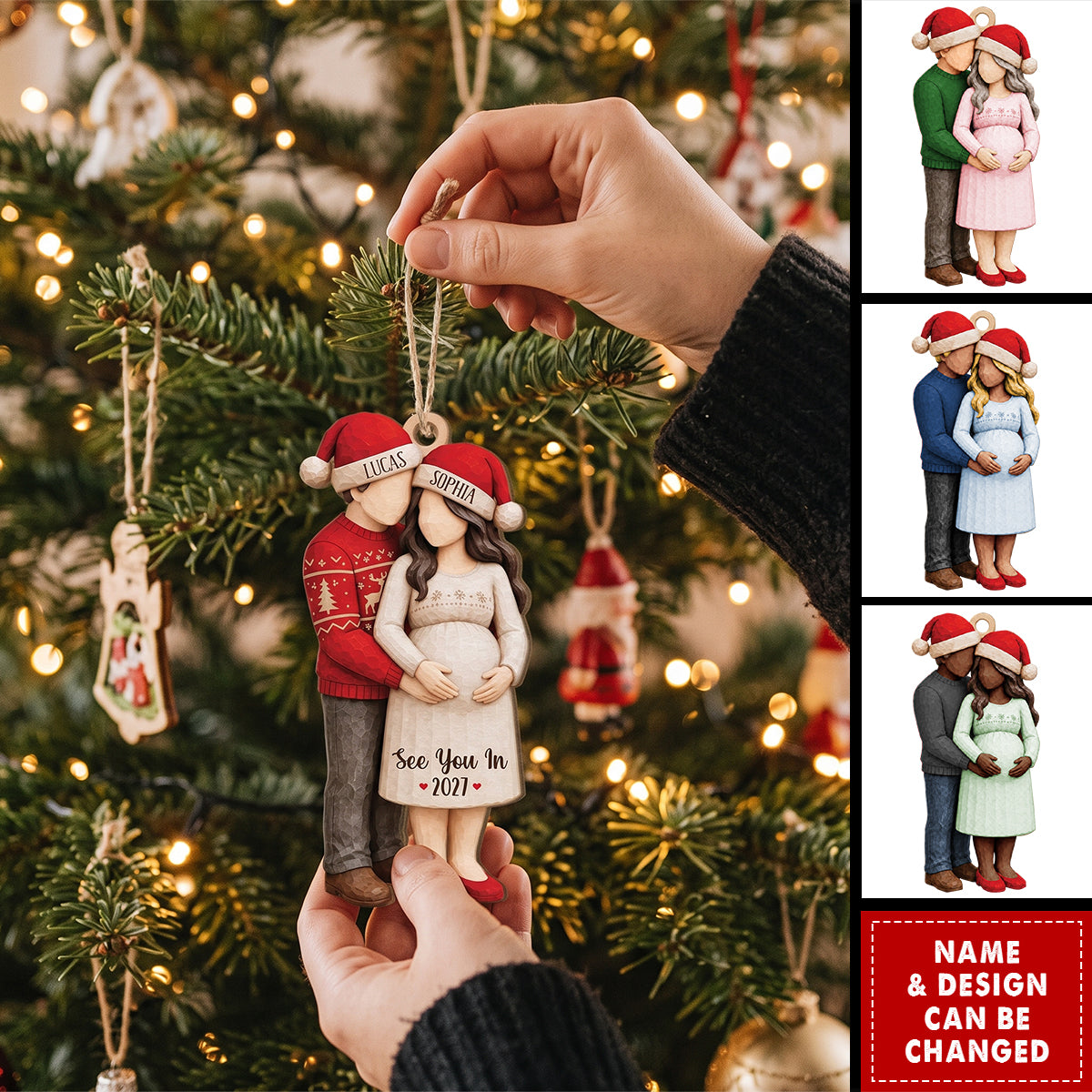 See You In 2027 Personalized Wooden Ornament - Custom Christmas Keepsake for Parents-to-Be