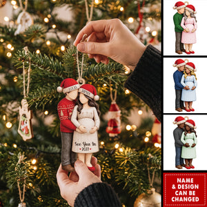 See You In 2027 Personalized Wooden Ornament - Custom Christmas Keepsake for Parents-to-Be