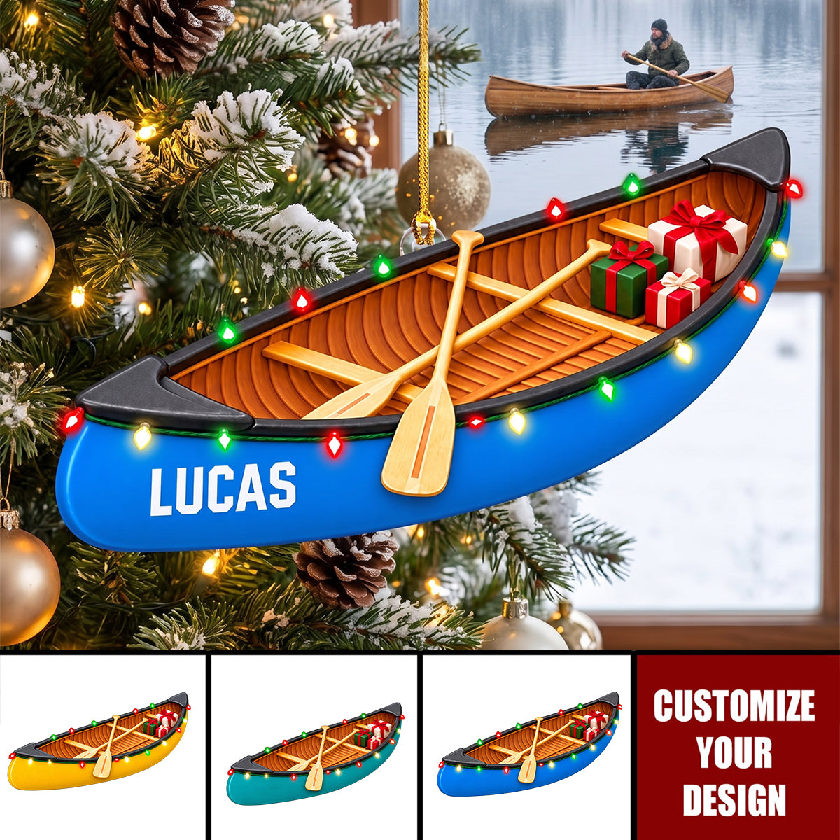 Personalized Canoe Acrylic Ornament - Gift For Canoe Lovers & Water Sports Fans