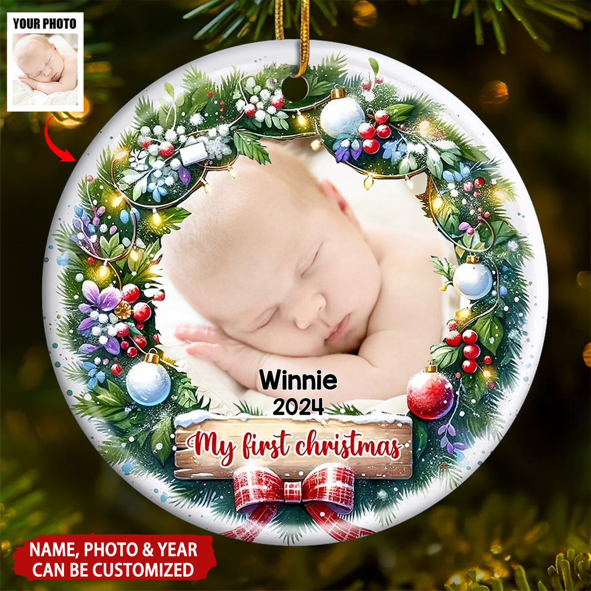 Baby My First Christmas Personalized Christmas Ceramic Ornament, Gift For Baby