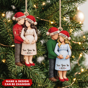 See You In 2027 Personalized Wooden Ornament - Custom Christmas Keepsake for Parents-to-Be
