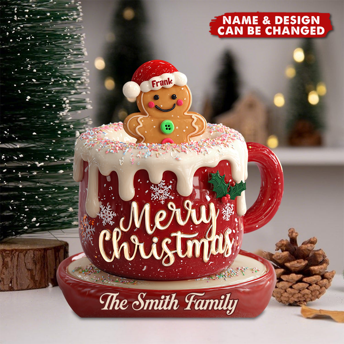 Merry Christmas - Personalized Family Custom Shaped Acrylic Plaque