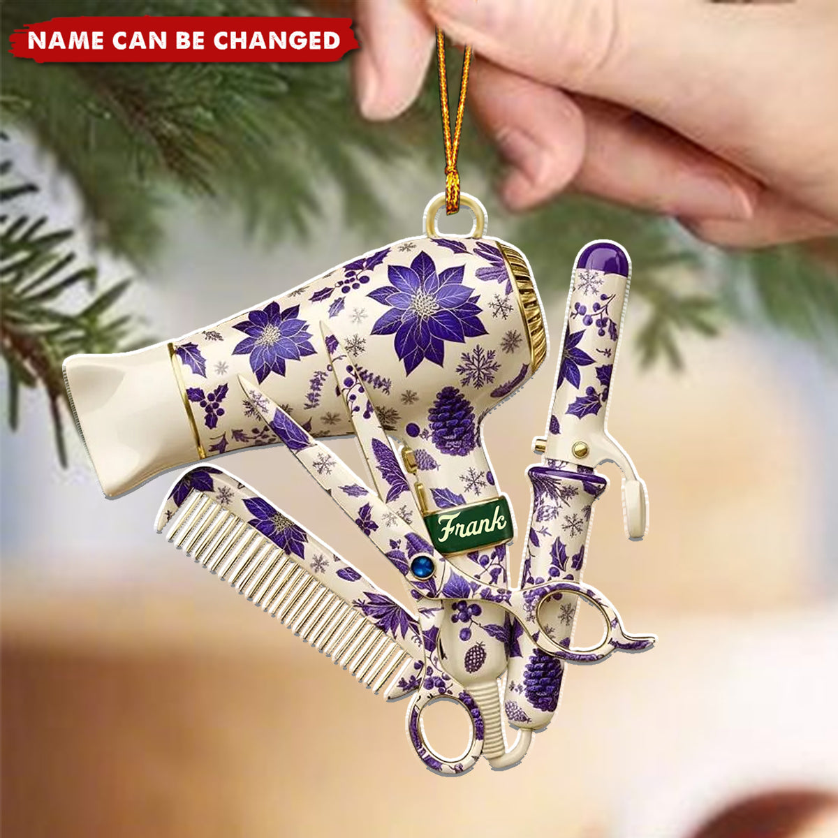 Custom Name Hairstylist Christmas Acrylic Ornament