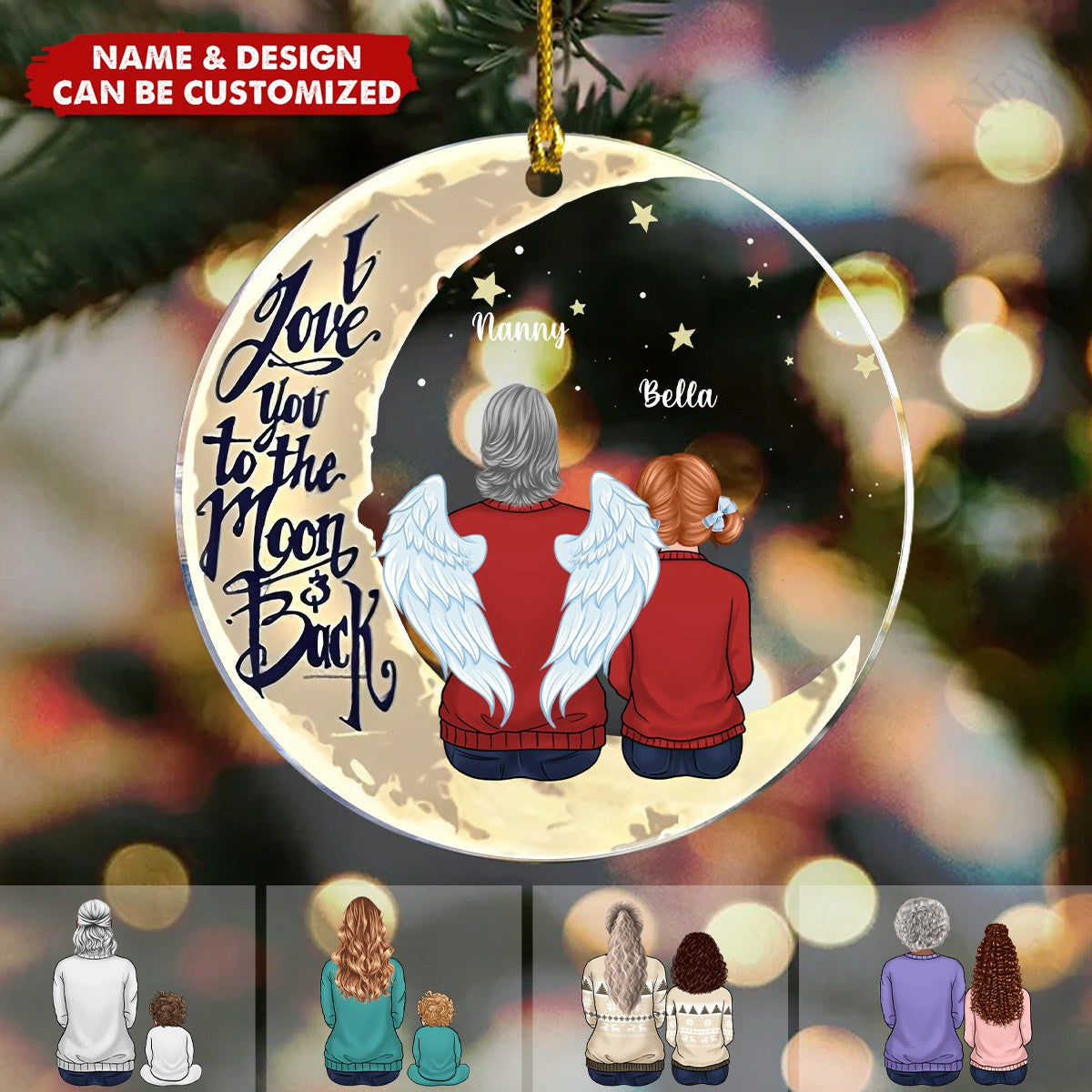 I Love You To The Moon And Back - Personalized Round Shaped Acrylic Christmas Ornament