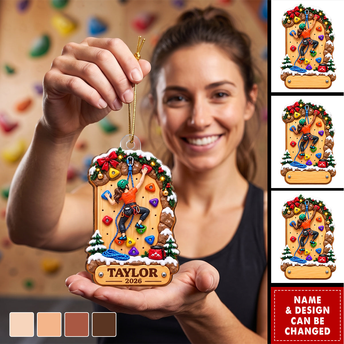 Personalized Rock Climbing Acrylic Ornament-Gift For Rock Climbers, Kids & Grandkids