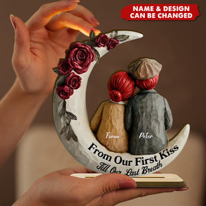 From Our First Kiss Till Our Last Breath Old Couple - Personalized Wooden Plaque