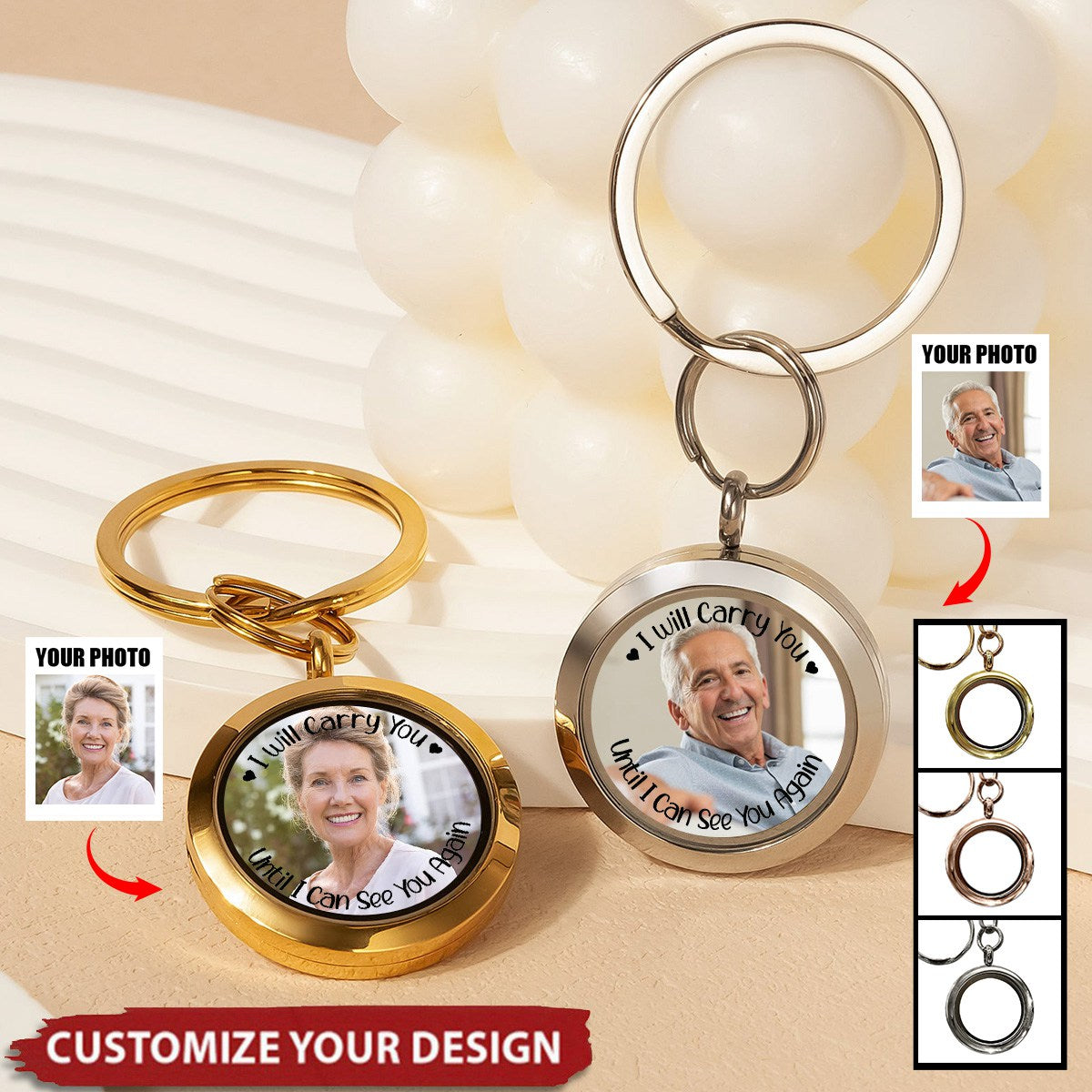 Custom Photo I Will Carry You Family Memorial - Personalized Keepsake Keychain