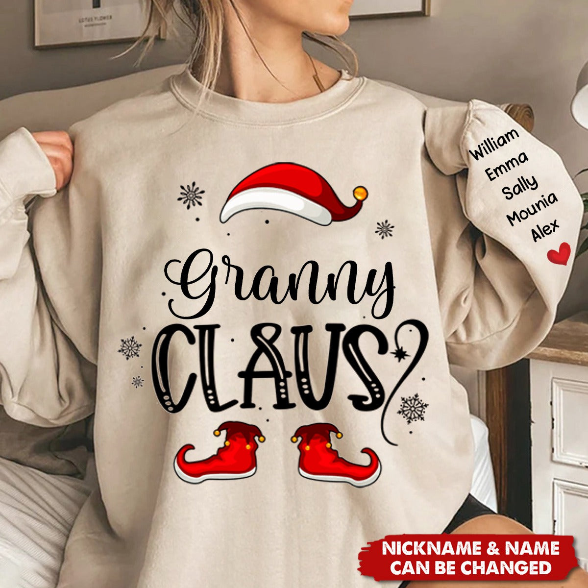 Forget About Santa I'll Just Ask Nana - Family Personalized Custom Unisex Sweatshirt With Design On Sleeve - Christmas Gift For Mom, Grandma
