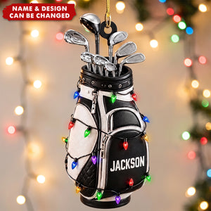 Personalized Golf Ornament, Custom Name Golf Backpack Christmas Gift