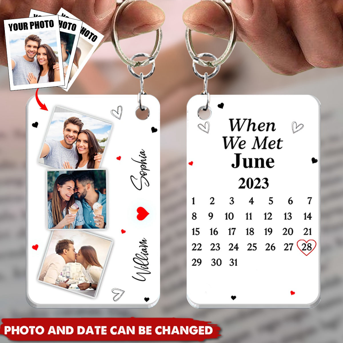 Custom Photo Calendar The Day Our Journey Began - Gift For Couples - Personalized Keychain