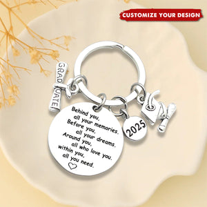 Graduation 2025 Diploma And Mortar Board Personalized Keychain