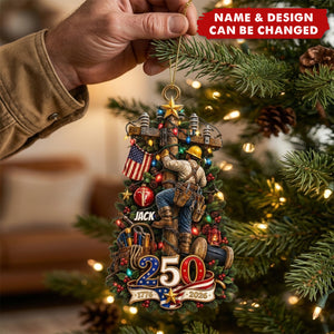 Proud American, Proud Lineman - America 250 Acrylic Ornament - Personalized Christmas Gift For Lineman