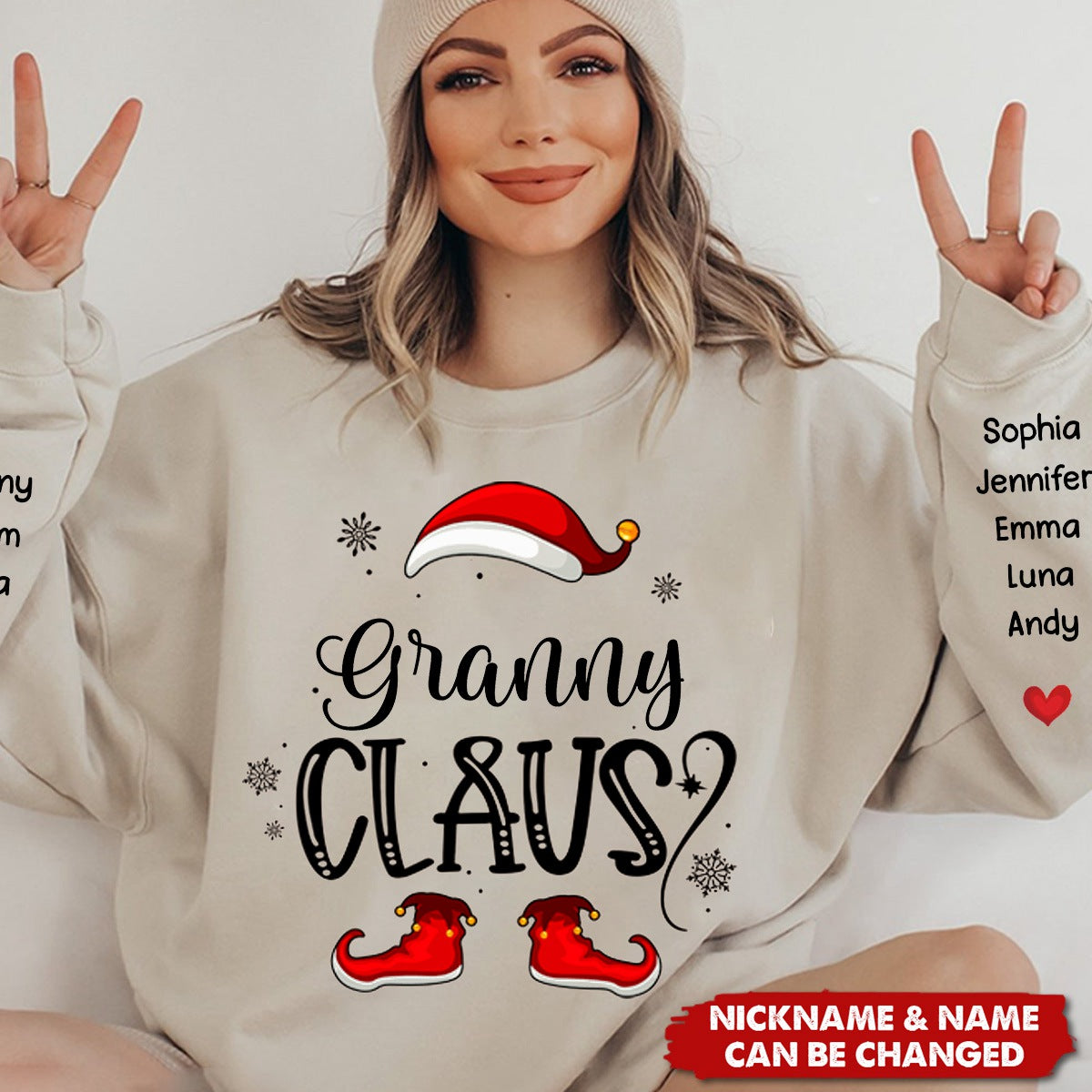 Forget About Santa I'll Just Ask Nana - Family Personalized Custom Unisex Sweatshirt With Design On Sleeve - Christmas Gift For Mom, Grandma