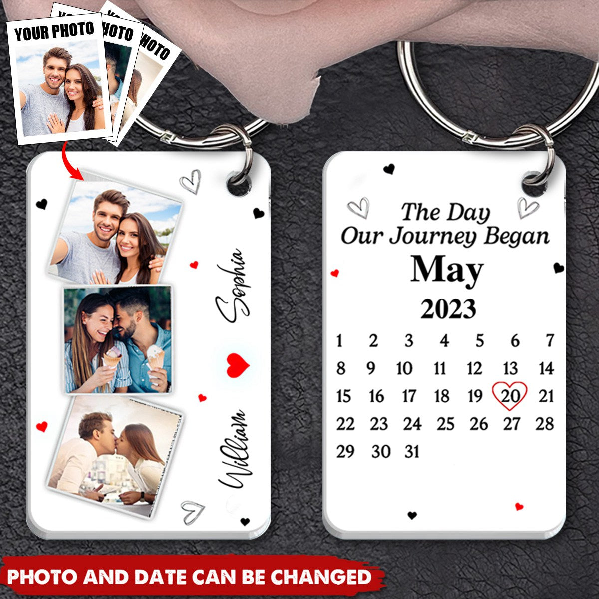 Custom Photo Calendar The Day Our Journey Began - Gift For Couples - Personalized Keychain