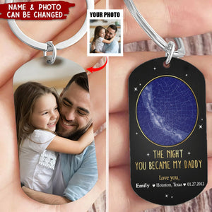 Custom Photo The Night You Became My Daddy Star Map - Personalized Aluminum Keychain