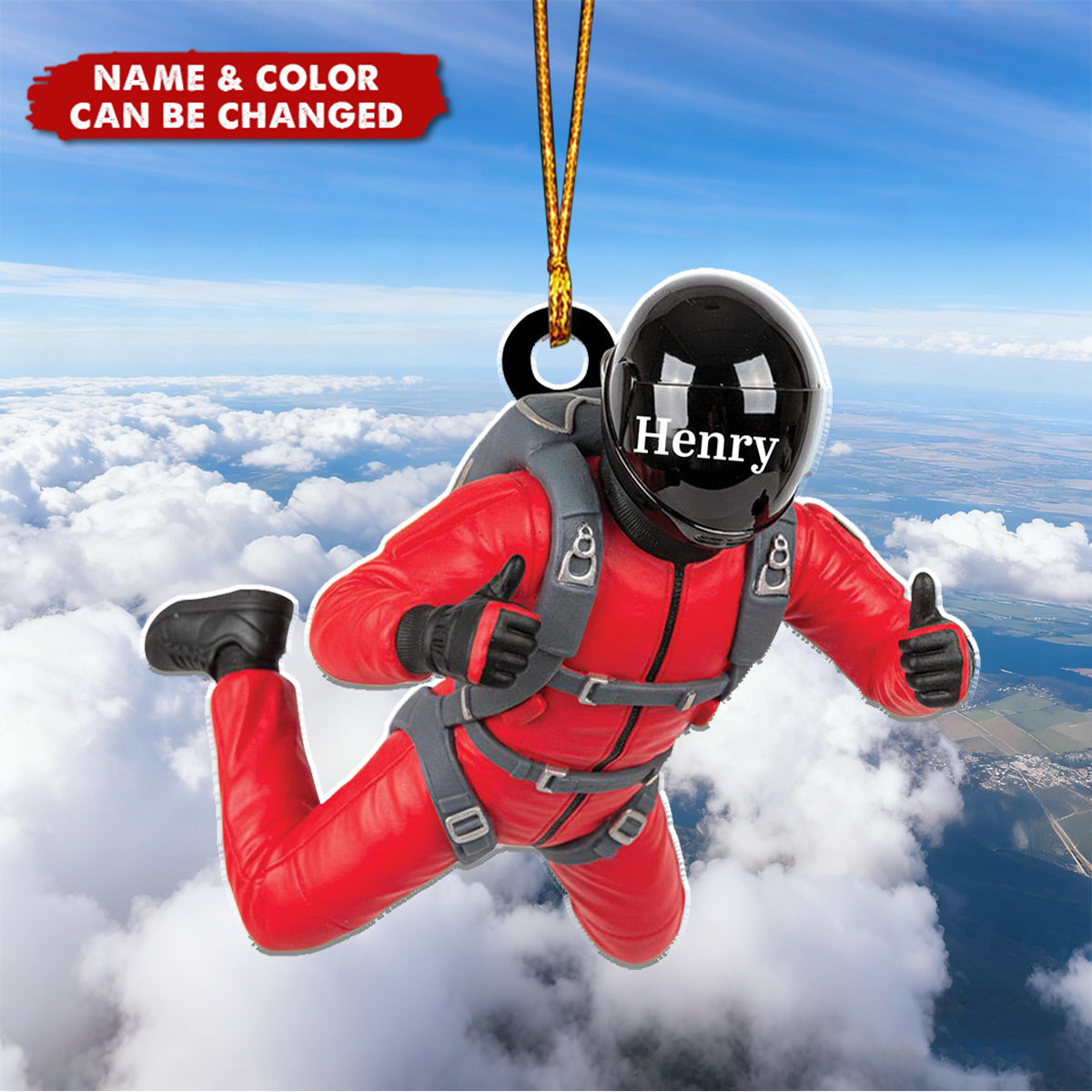 Personalized Skydiving Christmas Acrylic Ornament, Christmas Gift For Skydiving Lovers