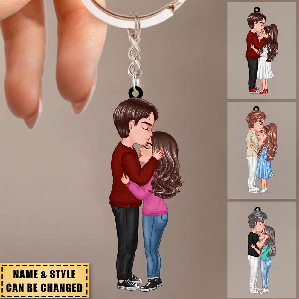 Hugging Each Other, Kissing Couples - Personalized  Keychain