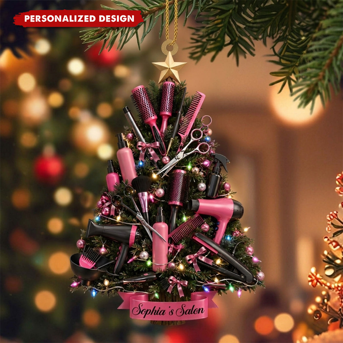 My Salon, Personalized Custom Acrylic Ornament, Gift For Hairdressers