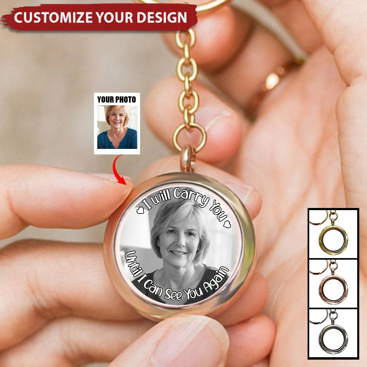 Custom Photo I Will Carry You Family Memorial - Personalized Keepsake Keychain