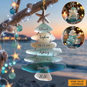 Family Sea Glass Christmas Tree - Personalized Christmas Acrylic Ornament
