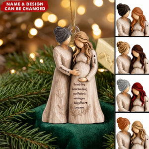 Pregnancy Announcement Mom To Mom - Personalized Acrylic Ornament - New Mom Gift, Gift For Daughter