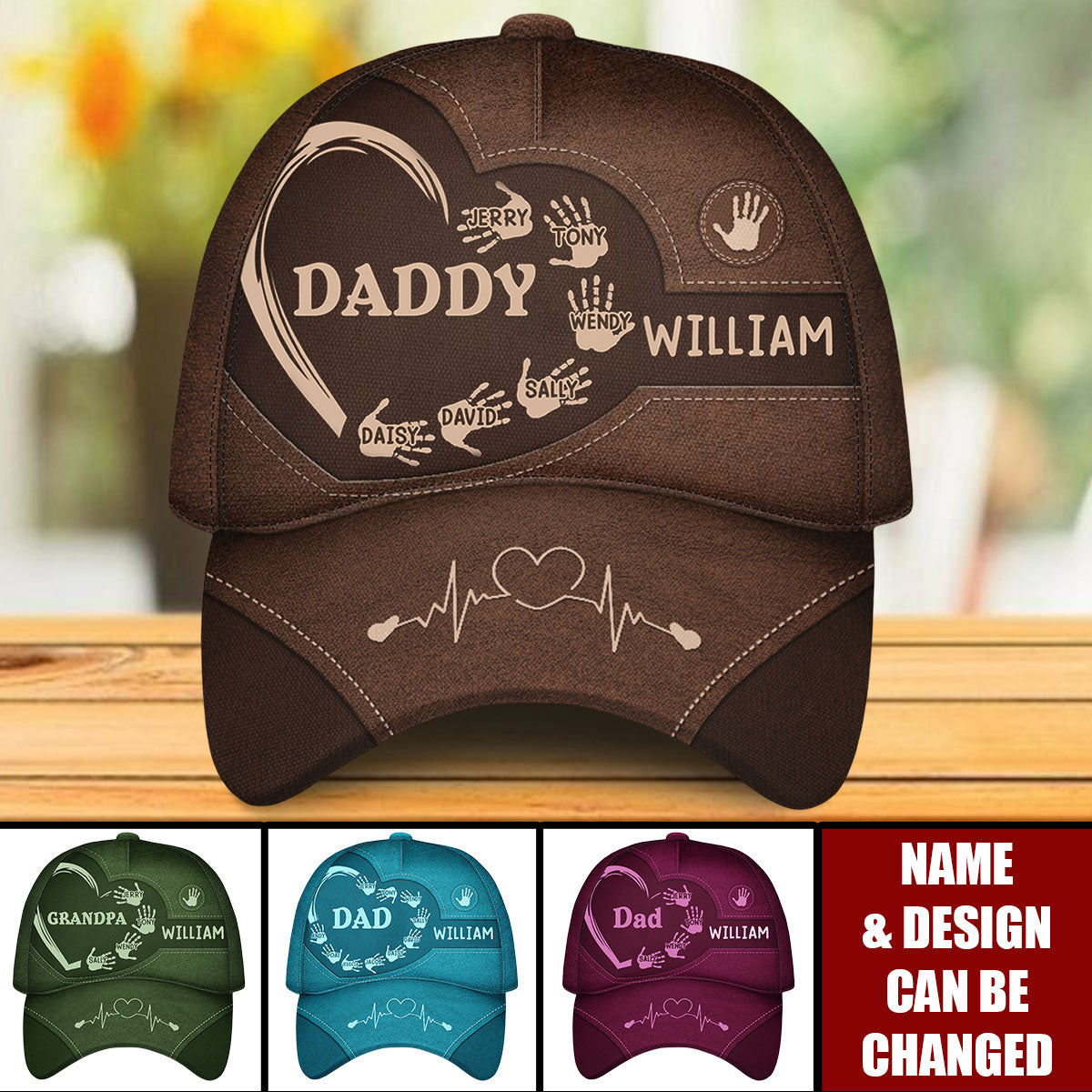 Dad Grandpa Kids Handprints - Personalized Classic Cap