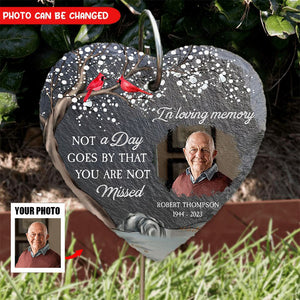 In Loving Memory Of Loss Of Mom Dad - Personalized Photo Memorial Garden Slate And Hook