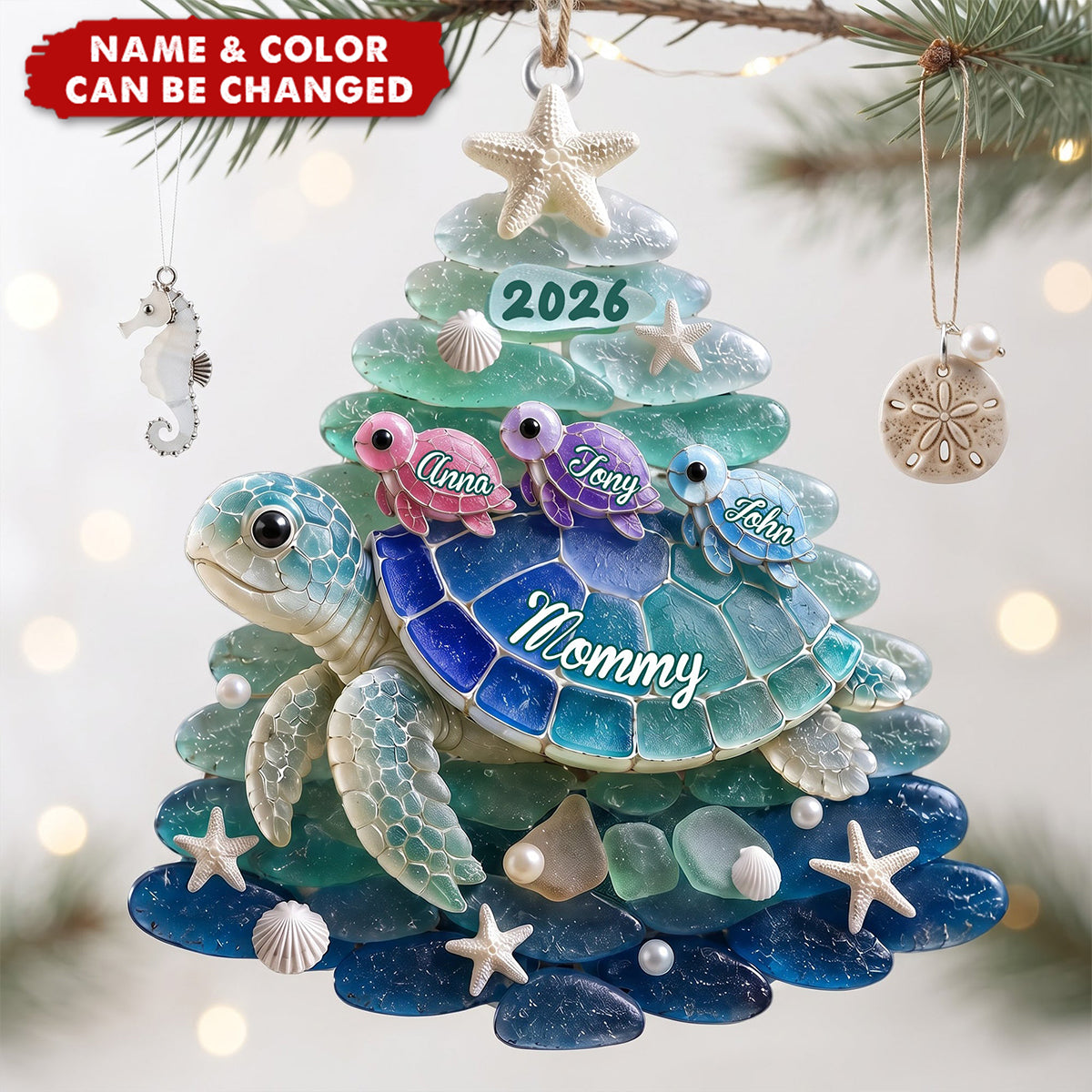 Turtle Grandma Acrylic Ornament - Personalized Gifts For Christmas