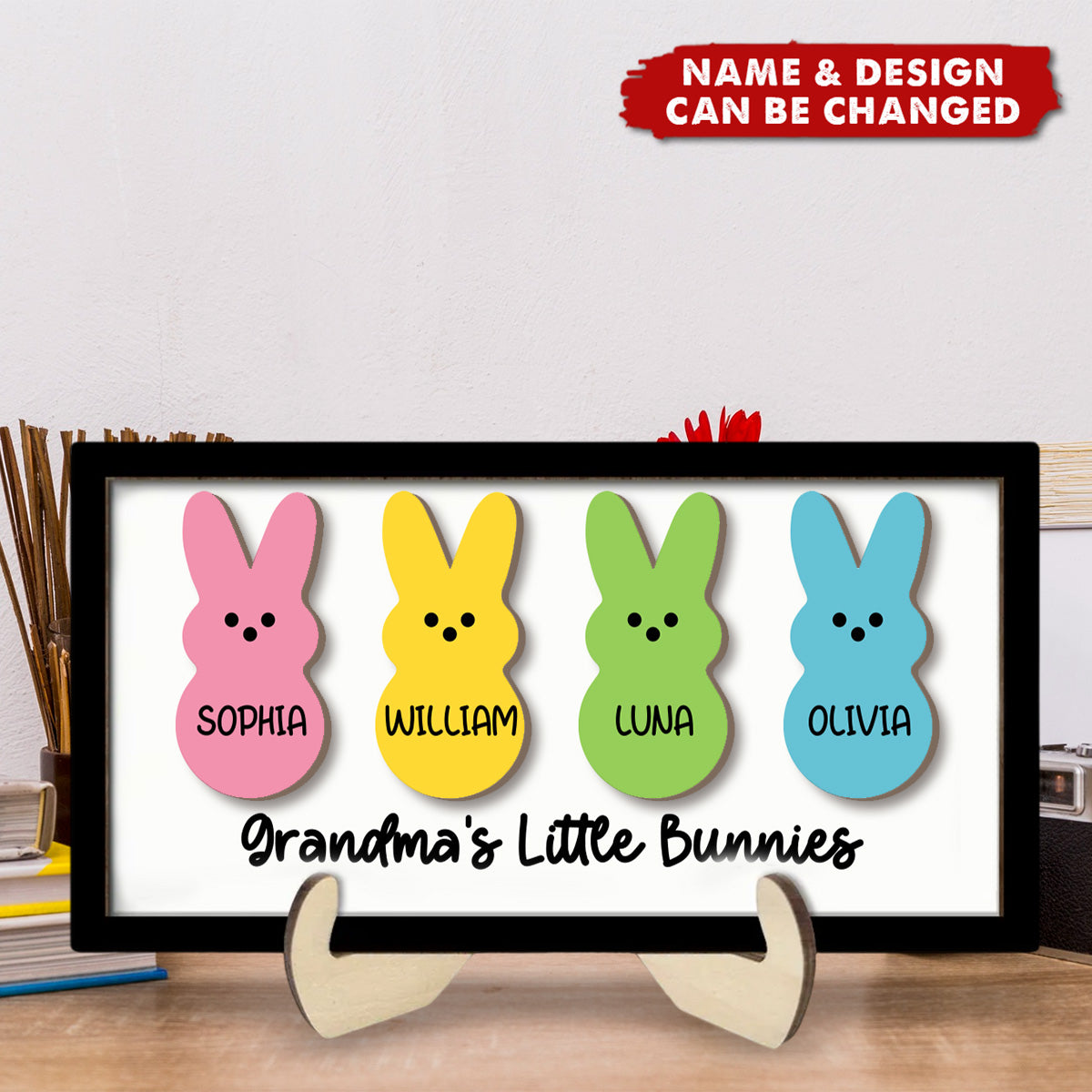 Grandma Mom Easter Gift Personalized 2-layer Wooden Plaque