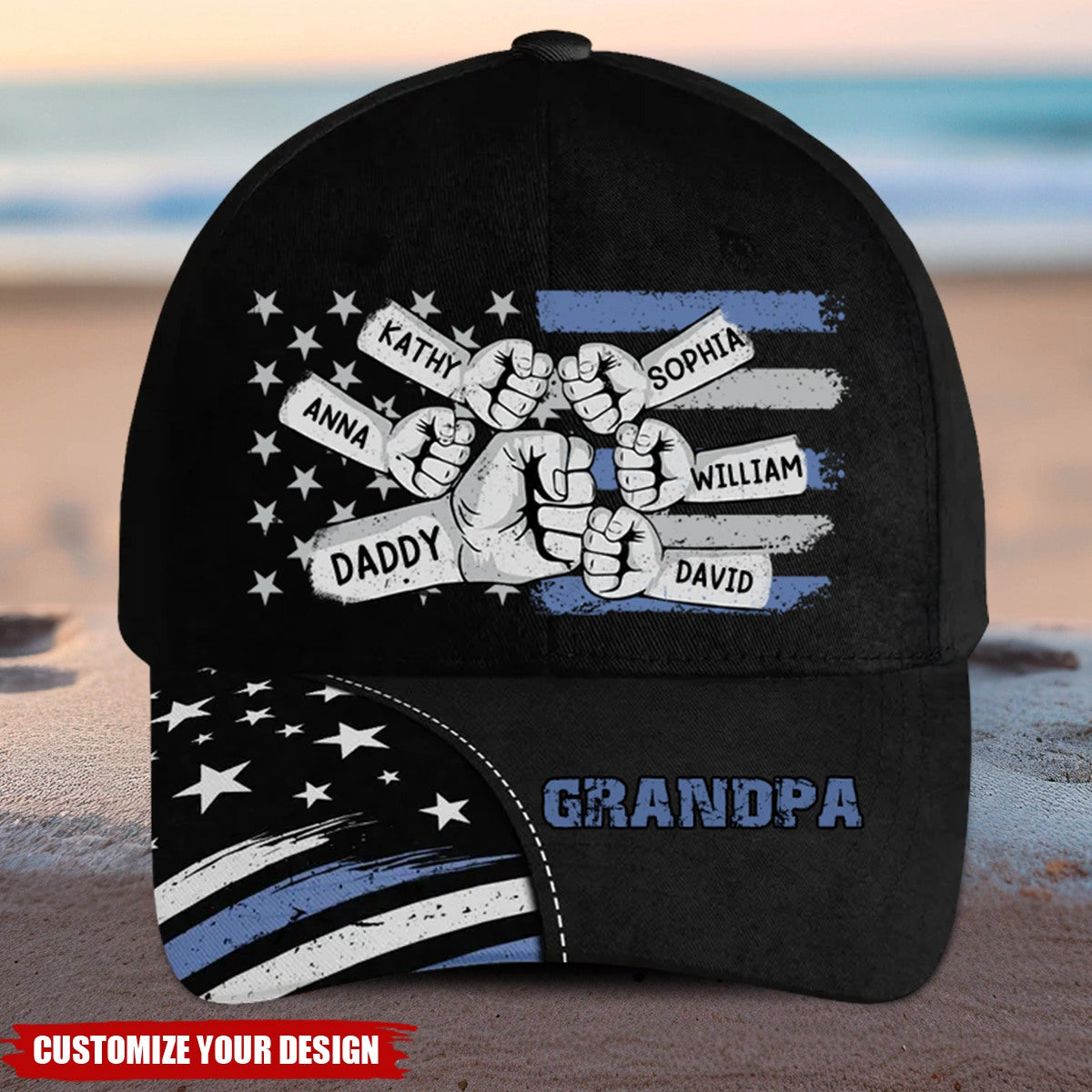 Dad Grandpa Fist Bump Nation Flag Personalized Classic Cap