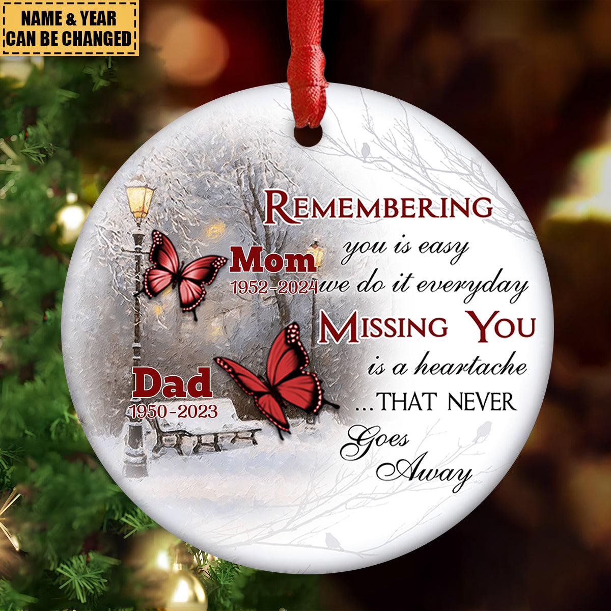 Missing You Is A Heartache - Personalized Ceramic Ornament, Memorial Gift For Loss