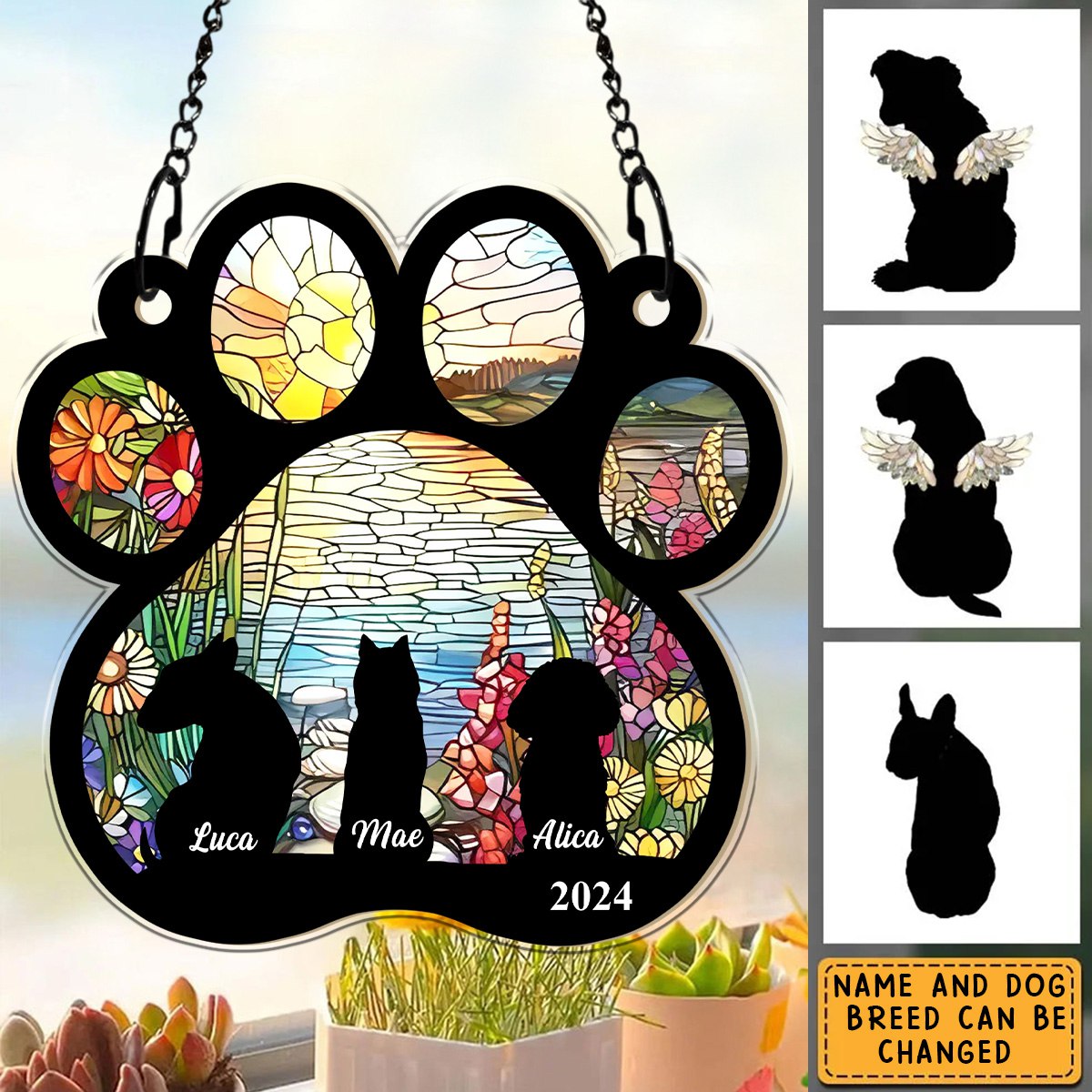 Personalized Dog Memorial Gift Acrylic Suncatcher Ornament