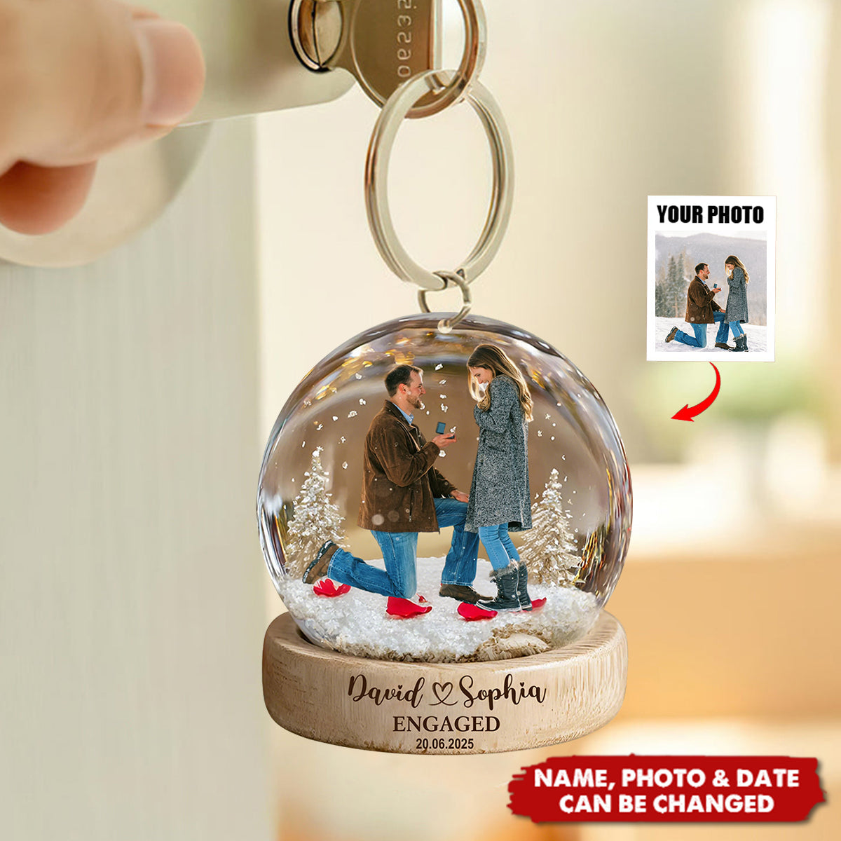 Our First Time Engaged Keepsake - Personalized Acrylic Keychain