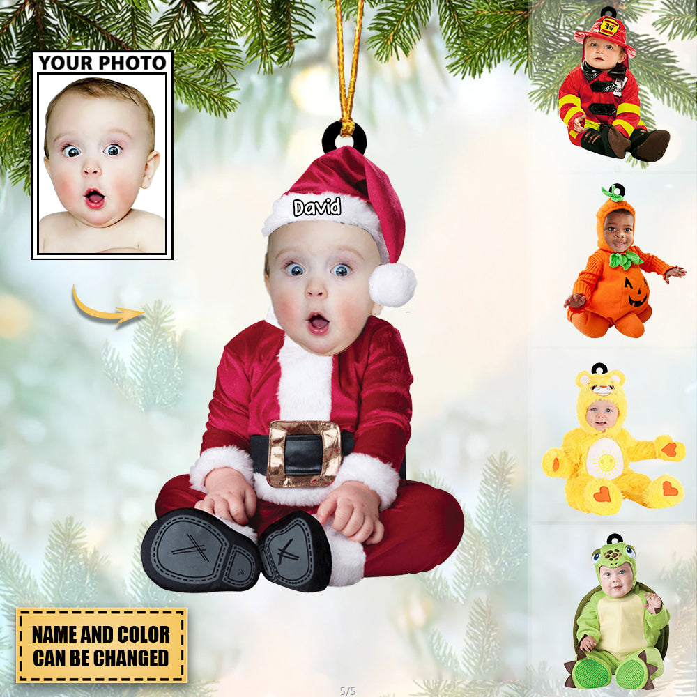 Personalized Baby Name Photo Christmas Ornament
