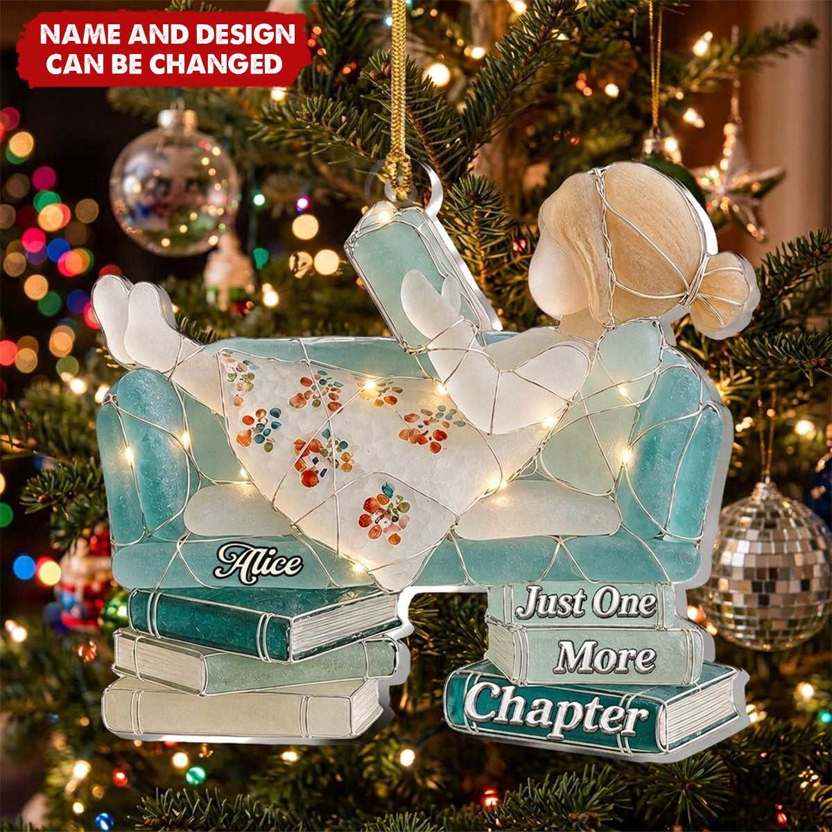 Just A Girl Who Loves Books Sea Glass Effect - Personalized 1-Layer Acrylic Ornament