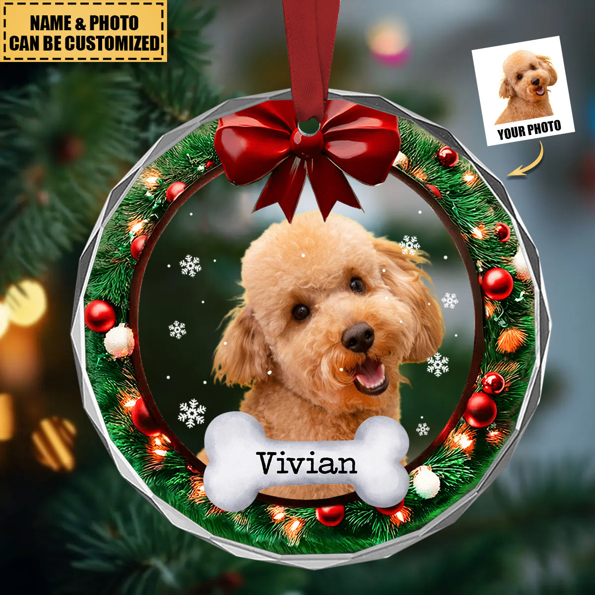 In Loving Memory Personalized Circle Glass Christmas Ornament