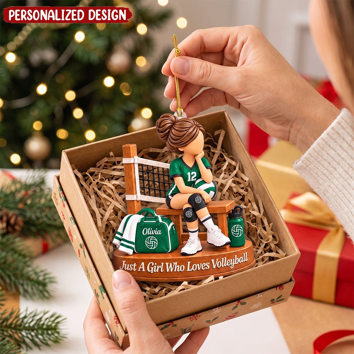 Personalized Volleyball Girl Ornament, Custom Name Keepsake