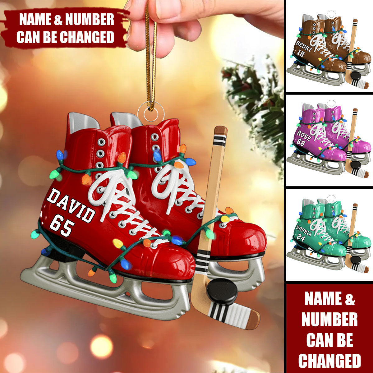 Ice Hockey Skates Ornament - Personalized Gifts For Ice Hockey Lovers